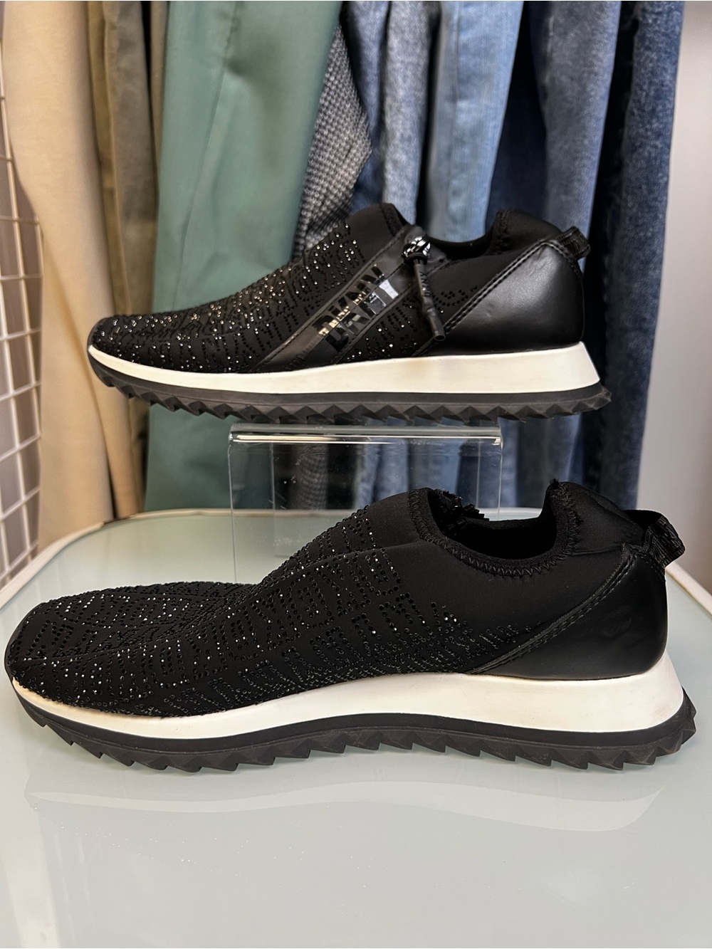 DKNY Rhinestone Slip-On Sneakers - Size 8